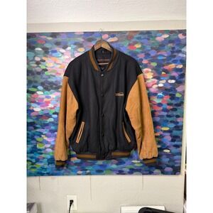Swingster Thistledown Mens Varsity Bomber Jacket Suede Leather Sleeves Snap M